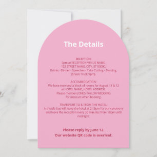 Carte QR Code Pink Magenta Mariage Détails