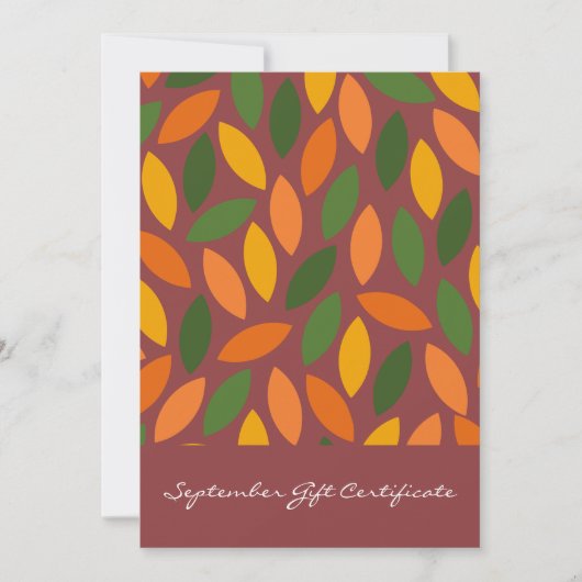 Carte QR Code Services Note Septembre Certificat cadeau (Devant)