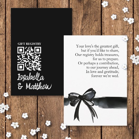 Carte QR Poem Poem Mariage de registre Black Bow m