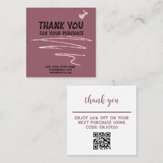 Carte QR remise Merci (Devant / Derrière)