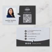 Carte QRCode professionnelle - Gris photo (Devant / Derrière)