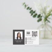 Carte QRCode professionnelle - Gris photo (Debout devant)