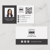 Carte QRCode professionnelle - Gris photo (Devant / Derrière)