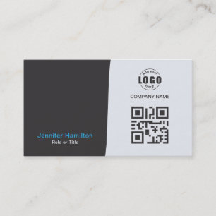 Carte QRCode professionnelle photo gris bleu