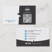 Carte QRCode professionnelle photo gris bleu (Devant / Derrière)
