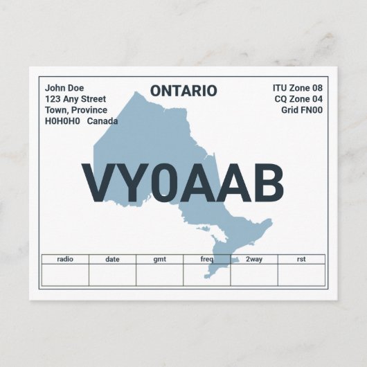 Carte QSL de l'Ontario (Devant)