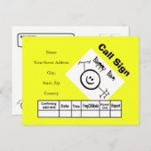 Carte QSL Happy Ham Logo Ham Radio Ham (Devant / Derrière)