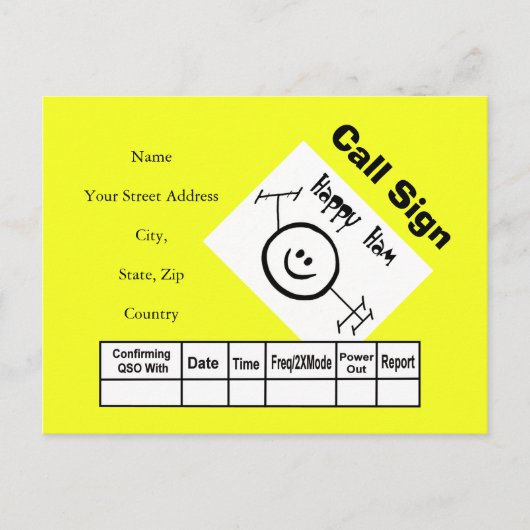 Carte QSL Happy Ham Logo Ham Radio Ham (Devant)