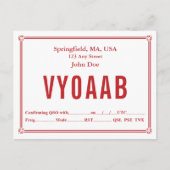 Carte QSL Retro Bordure rouge Corner Ornements (Devant)