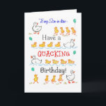 Carte Quacking Birthday, Son-in-law<br><div class="desc">A light-hearted Birthday Card for a Son-in-law,  with rows of cute ducklings with balloons,  following their Mother,  from a handpainted watercolour illustration par Judy Adamson. Donc vous pouvez changer le texte inside if you wish.</div>