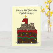 Carte Quadruplets premier anniversaire (Fleur jaune)
