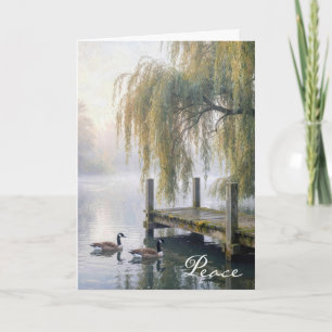 Carte Quai du lac Sympathy avec oies du Canada