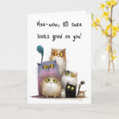 Carte Quaint Cats with Big Eyes 80th Birthday Greeting (Fleur jaune)