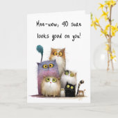 Carte Quaint Cats with Big Eyes 90th Birthday Greeting (Fleur jaune)