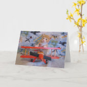 Carte Quand Kitties volent (Fleur jaune)