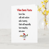 Carte Quand Père Noël Visite, Un Poème De Noël Drôle (Fleur jaune)
