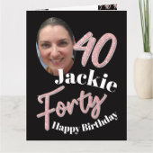 Carte Quarante 40e anniversaire script photo rose rose (Devant)