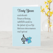 Carte Quarante Ans, Drôle Joyeux Poème De Quarantième An (Fleur jaune)