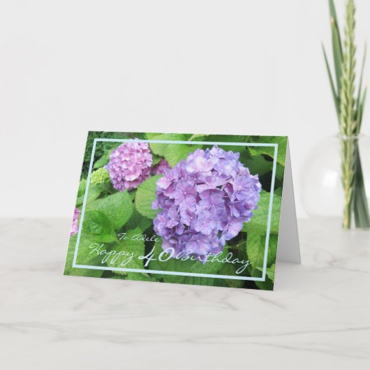 Carte Quarantième anniversaire Adele Hydrangeas élégant  (Devant)