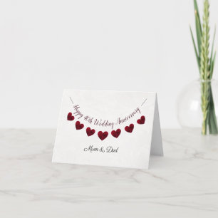 Carte quarantième Maman et papa rouges rouges de coeur