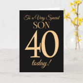 Carte Quarantième Or-effet chic sur le noir, (Fleur jaune)