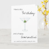 Carte Quarantine Funny Joyeux martini d'anniversaire (Fleur jaune)