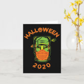 Carte Quarantine-o-ween frankenstein avec masque' Collec (Fleur jaune)