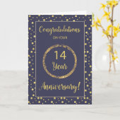 Carte Quatorze ans d'anniversaire d'entreprise Navy et O (Fleur jaune)
