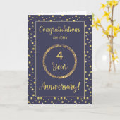 Carte Quatre ans d'anniversaire professionnel Navy et do (Fleur jaune)