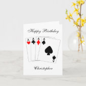 Carte Quatre As Design Anniversaire (Fleur jaune)