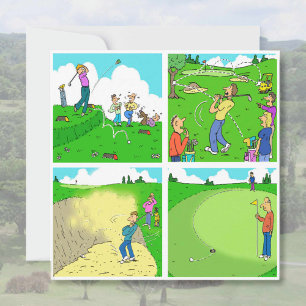 Carte Quatre caricatures amusantes de Golfeur