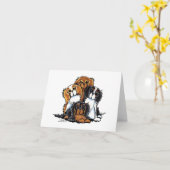 Carte Quatre Cavalier King Charles Spaniels (Fleur jaune)