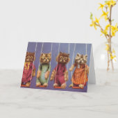 Carte Quatre chats à balançoire (Fleur jaune)
