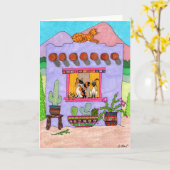 Carte Quatre chats dans une maison violette Adobe House (Fleur jaune)