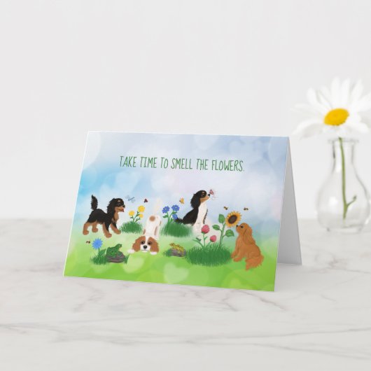 Carte Quatre Espagnols Cavaliers dans un champ de fleurs (Petite plante)