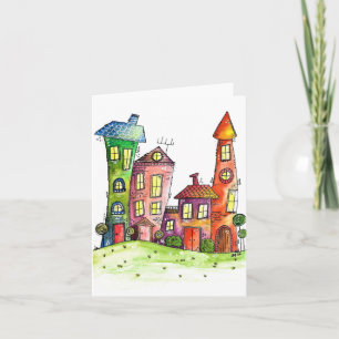 Carte Quatre Mignonnes Maisons Whimsques