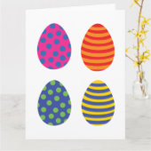 Carte Quatre œufs de Pâques colorés (Fleur jaune)