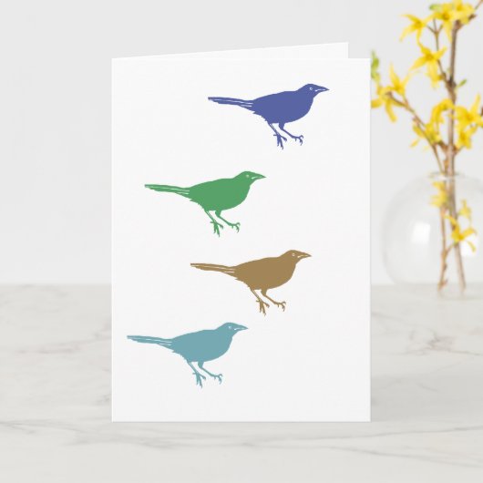Carte Quatre oiseaux (Fleur jaune)