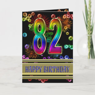 Carte quatre-vingt-deuxième Anniversaire avec des bulles