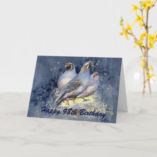 Carte Quatre-vingt-dix-huitième oiseau heureux de (Fleur jaune)