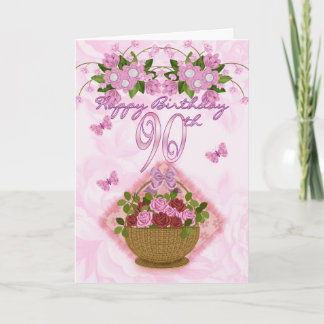 Carte quatre-vingt-dixième Madame d'anniversaire, roses
