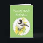 Carte Quatre-vingt-dixième oiseau de tournesol de<br><div class="desc">quatre-vingt-dixième Nature d'oiseau de jardin de Chickadee et de tournesol d'anniversaire,  faune</div>