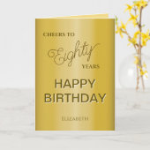 Carte  Quatre-Vingts Ans Anniversaire Or  (Fleur jaune)
