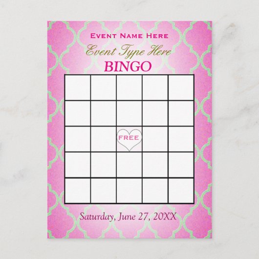 Carte | Quatrefoil rose de bingo-test (Devant)