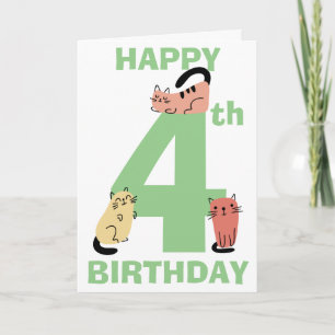Carte Quatrième 4e anniversaire Doodday Cats Message per