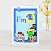 Carte Quatrième anniversaire (Fleur jaune)