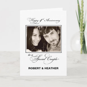 Carte Quatrième anniversaire de mariage nom/photo person
