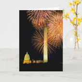 Carte Quatrième de juillet, affichage de feu d'artifice, (Fleur jaune)