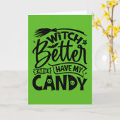 Carte Que la sorcière me rende mes bonbons (Fleur jaune)