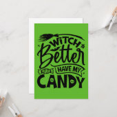 Carte Que la sorcière me rende mon bonbon (Devant/Arrière en situation)